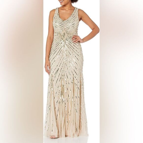 Adrianna Papell Women's Beaded Long Dress - Picture 1 of 8